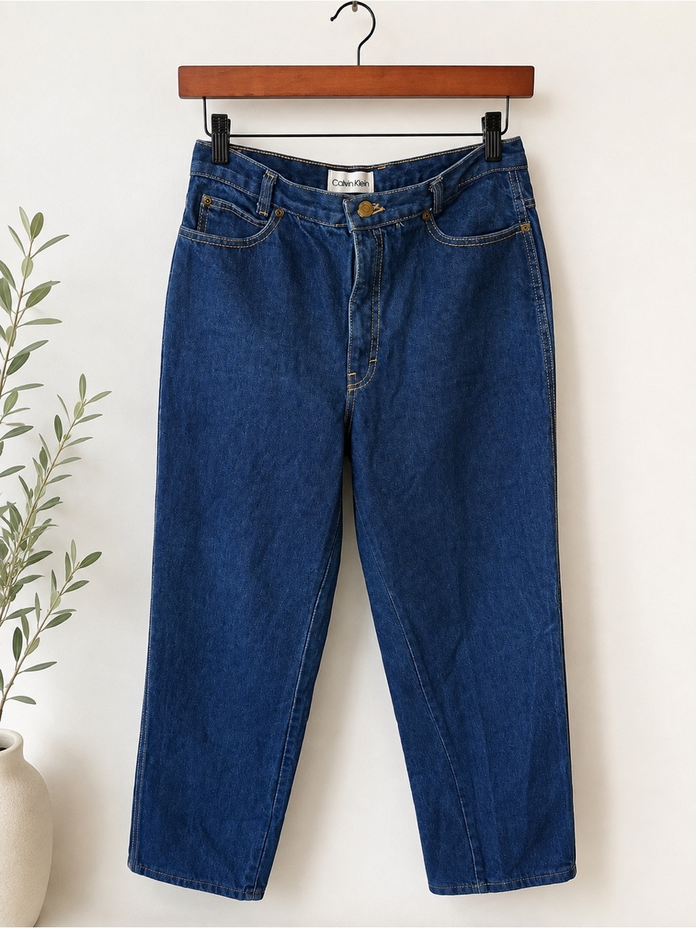 Calvin Klein Women's Straight Leg Jeans in Deep Blue Denim